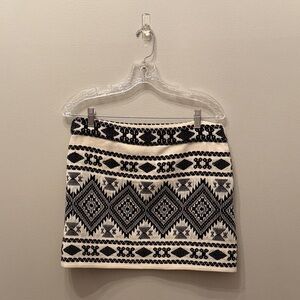 Topshop Black and Cream Geometric Mini Skirt